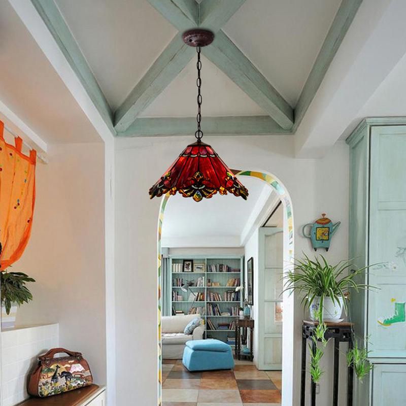 Umbrella-Shaped British Neoclassical Pendant Lamp Tiffany Creative Chandelier Energy Saving Lamp