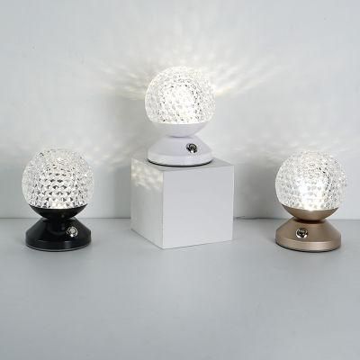 Nordic Modern Diamond Table Lamp Crystal Bedside Lamp Bedroom Charging LED Atmosphere Creative USB Small Night Light