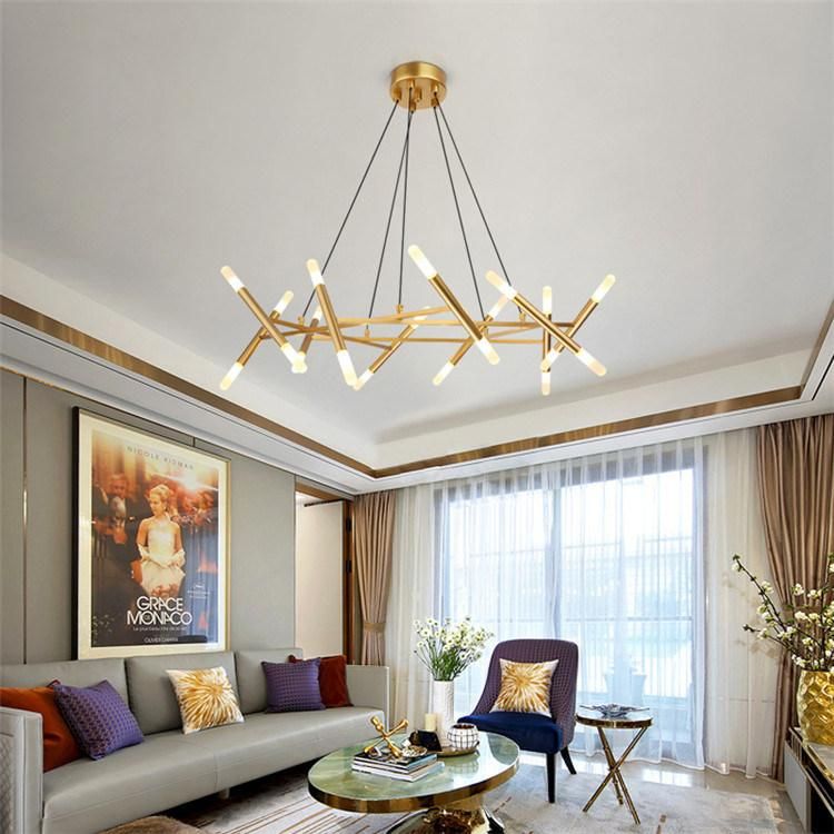 2020 Contemporary Gold Chandelier Brushed Brass Modern Pendant Lighting Industrial Vintage Ceiling Light