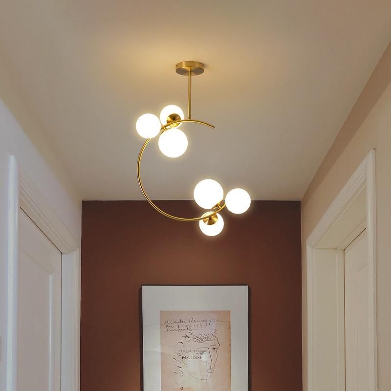 Golden Transparent Lampshade Chandelier Pendant Lamp Ceiling Lamp Living Room Lamp
