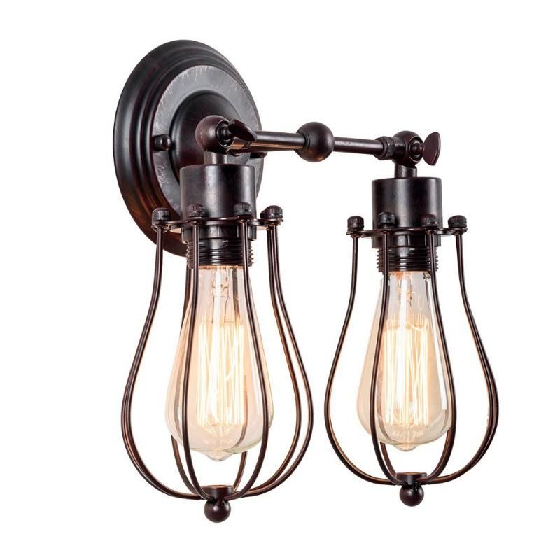Amazon Hot Sale Simple Personality Wrought Iron Retro Loft Industrial Wall Lamps