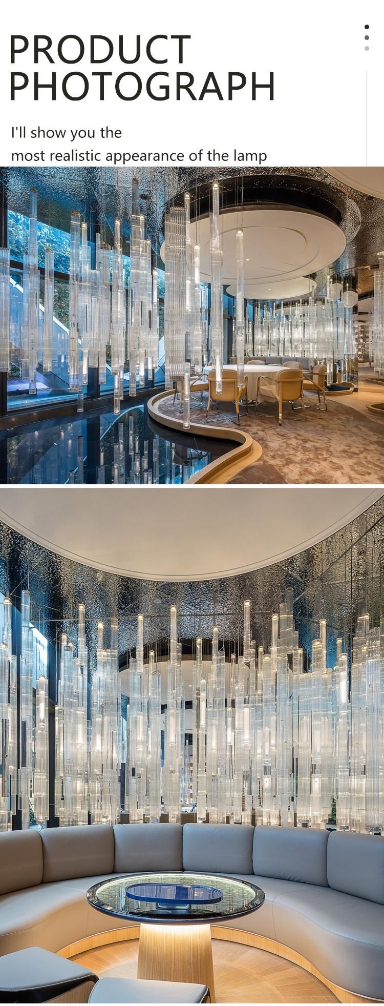 Modern Decoration Hotel Lobby Long Staircase Glass Chandelier