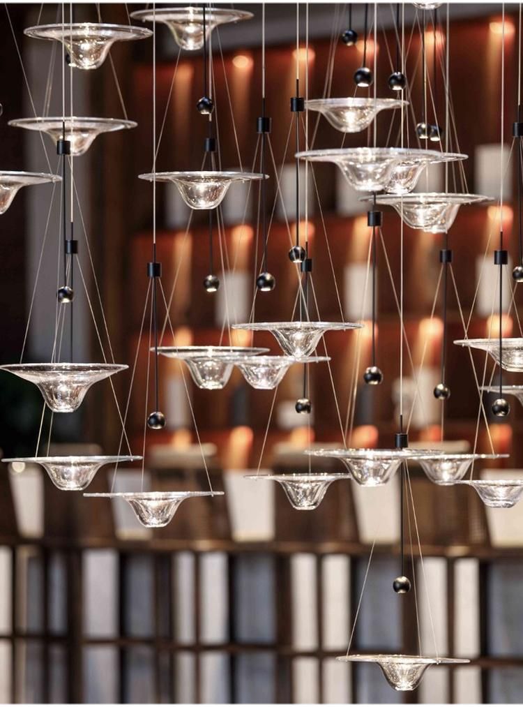 Large Custom Glass Chandelier Long Stair Pendant Light