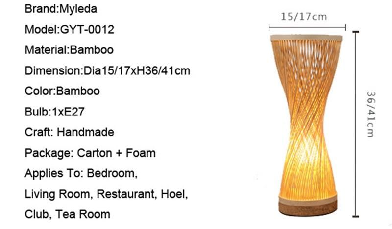 Modern Bedside Reading LED Classicon Bamboo Lantern Light Table Lamp