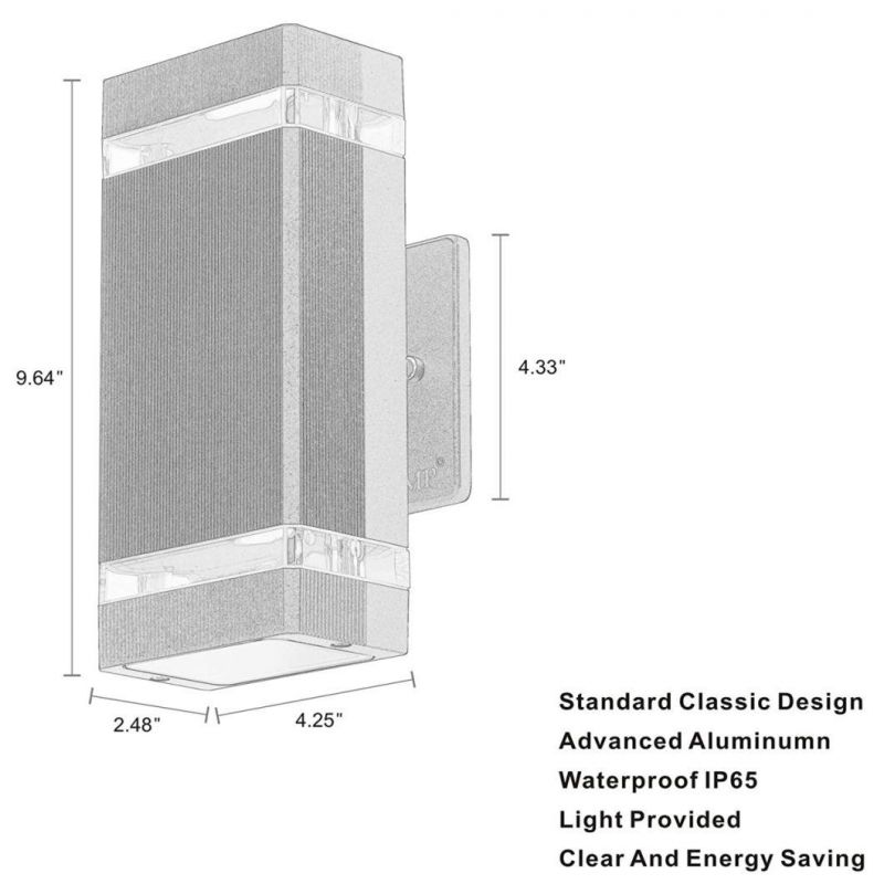 LED Square up and Down Lights Outdoor Wall Light Body in Aluminum Waterproof Outdoor Wall Lamps 3000K 5W with Certificate ETL