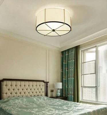Modern Drum Flush Mount Light Fixture Ceiling Light Lamp with Linen Fabric Shade, for Bedroom