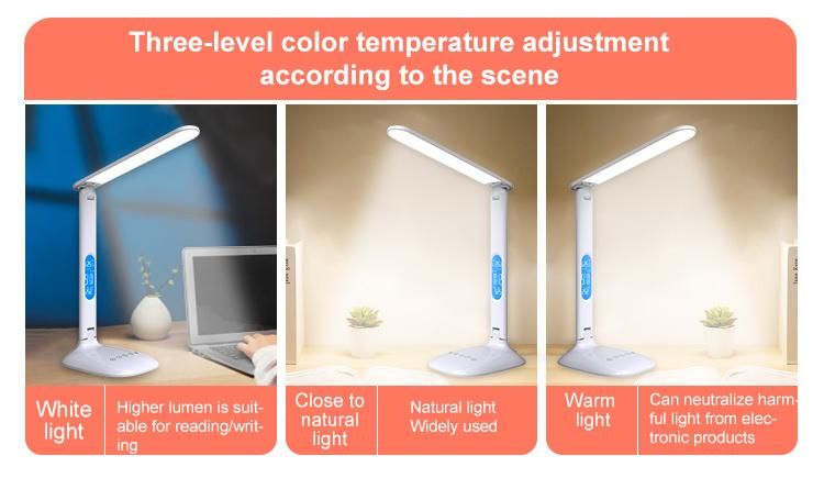ABS Material and Energy Saving Eye-Protect Flexible LED Stand Reading Lamp with Three-Mode Light and Timer