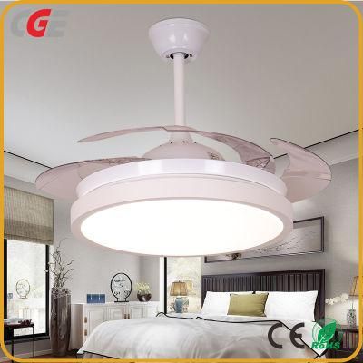 42 Inch Modern Simple Style Fan Light Retractable Blade Ceiling with Remote Control LED Light