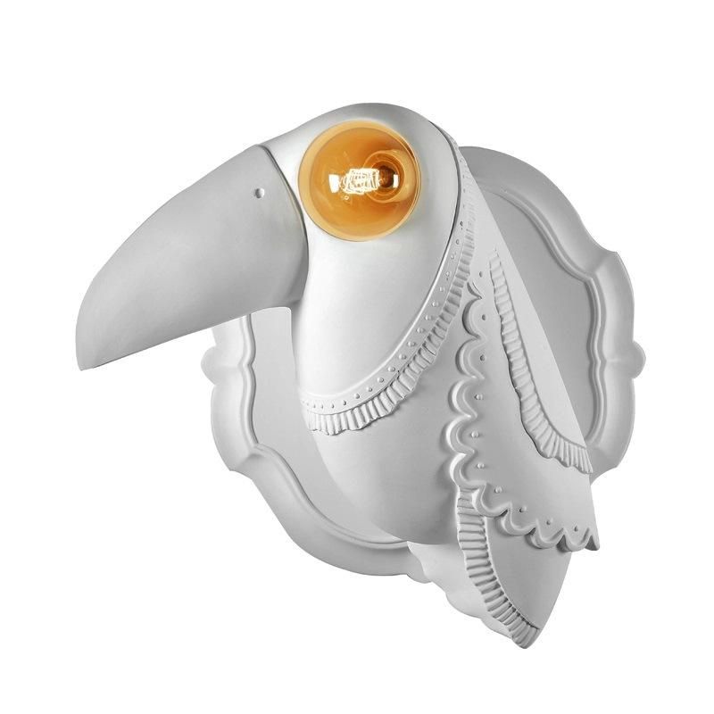 Resin Animal Wall Lamp Bedroom Bedside Lamp Living Room Decor White Ceramic Toucan Wall Light (WH-VR-72)