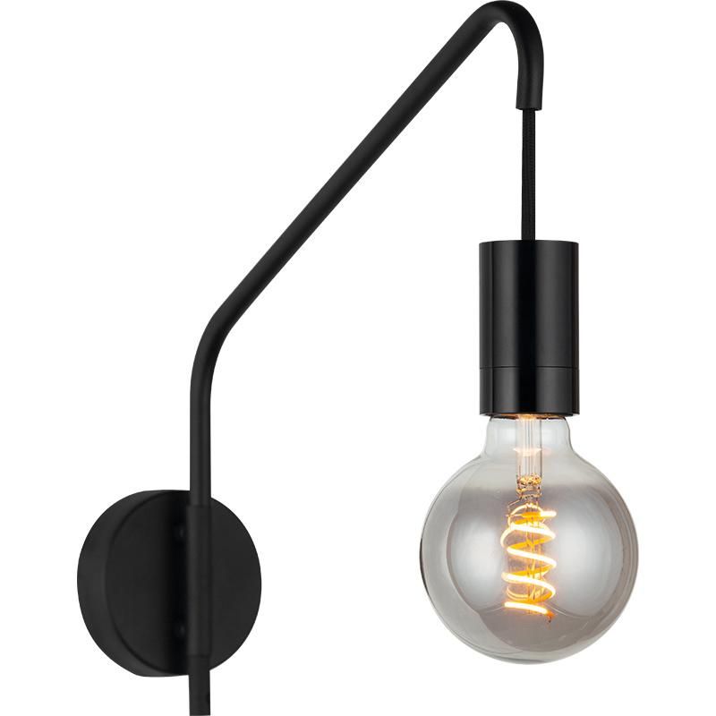 modern Simple Industrial Design Wall Lamp with 2m Black Braided Cable in Wall Light Swing Arm Wall Sconces Wall Lighting Industrial, E27 Base (Sandy Black)