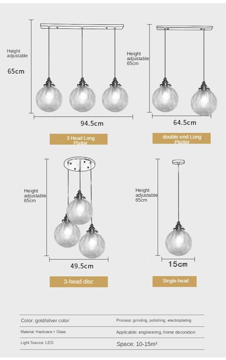 Glass Chandelier Hanging Lights Living Room Restaurant Pendant Lamps Shop Lights (WH-GP-73)