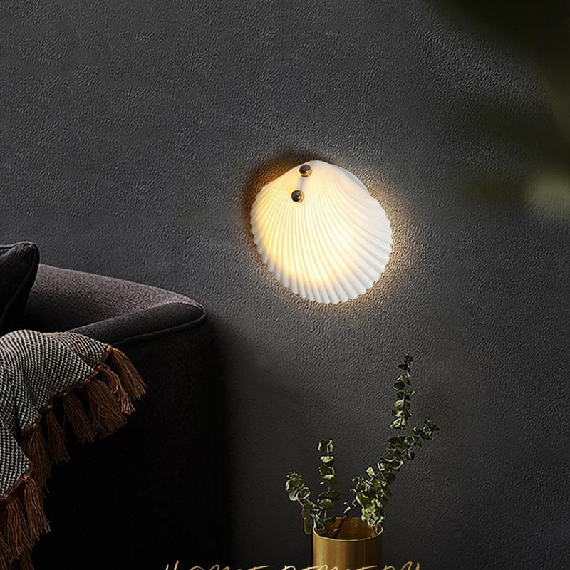 Colored Shell Shape Wall Lamp Children Bedroom Lamp Nightstand Lamp LED