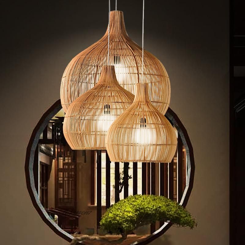 Vintage Rattan Pendant Lights Hand-Woven Rattan Hanging Lamp Lights for Living Room Decoration Light (WH-WP-23)