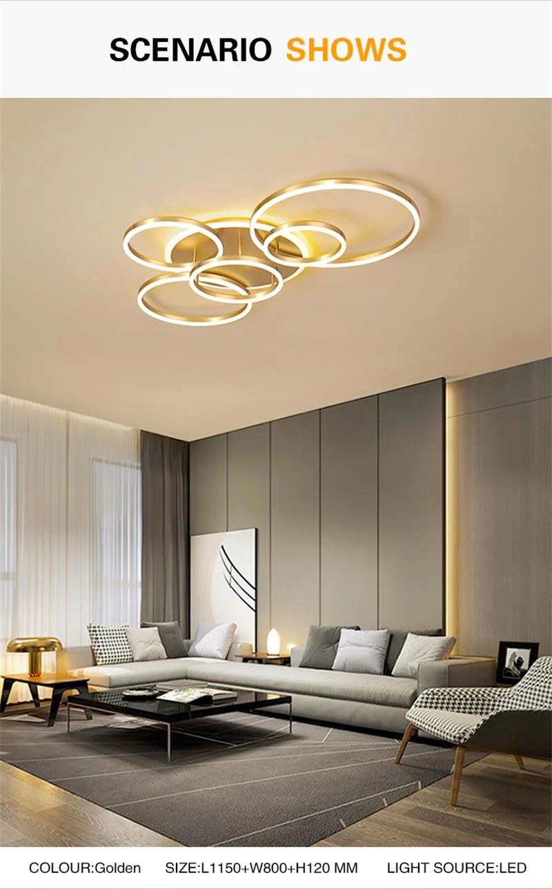 Modern Indoor Luxury Remote Control LED Round Ring Ceiling Light