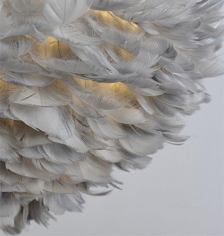 Zhongshan Home Lighting Chandelier Light Factory Wholesale Nordic Decorative Fashion Mondern Nodic Handmade Shade Goose Feather Lamp Pendant Lamp