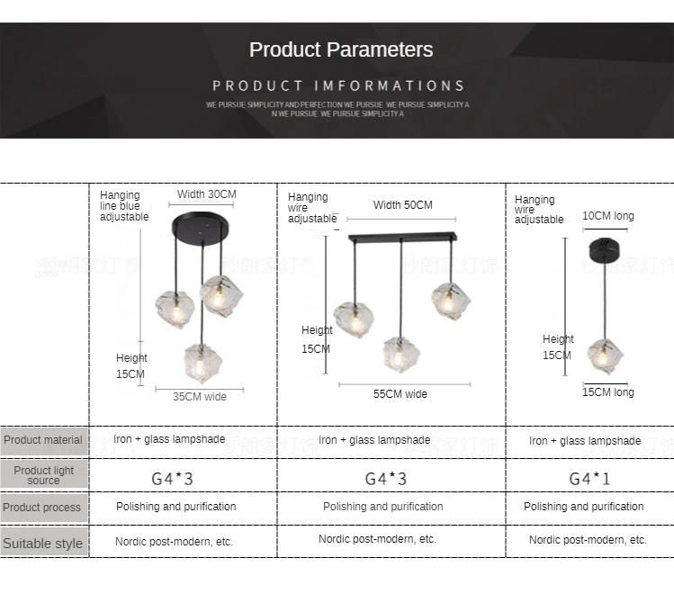 Modern LED Pendant Lamp Living Dining Room Bedroom Decoration Glass Stone Pendant Light (WH-GP-80)