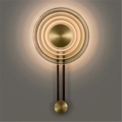 Modern Minimalist Clock Shape Wall Lamp Glass Bedroom Bedside Design Wall Light (WH-OR-145)