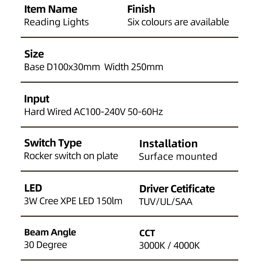 Modern LED Wall Lights Bed Room Head Reading Lamp LED Lighting Bulbs 120lm CREE Wall Light 4000K 100-240V Luminaires