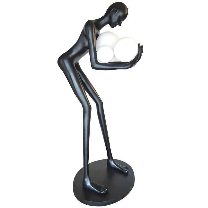 Humanoid Art Sculpture Holding Ball Floor Lamp, Designer Hotel Lobby Exhibition Hall, Creative Body Decoration Floor Lamp
