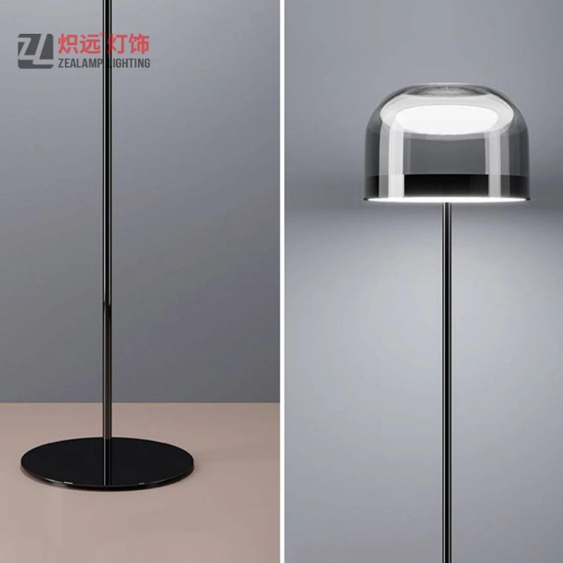 Smoky Glass Shade Standing Light Modern Floor Lamps for Cafe Shop