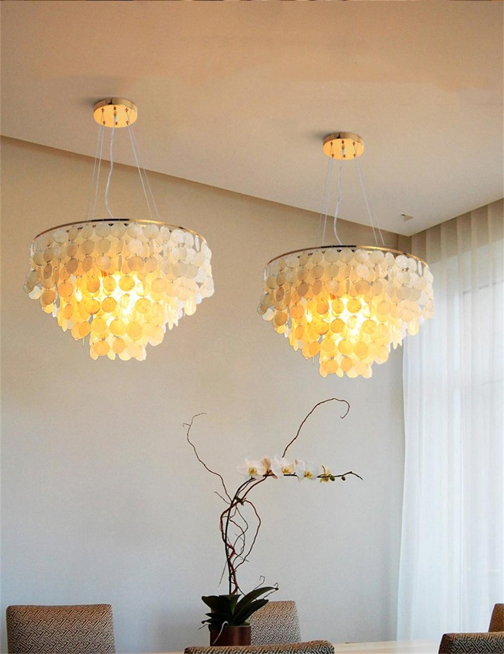 Modern Shell Chandelier Gold Chrome Metal Living Room Restaurant Hanging Light Fixtures Hotel Hall Hanglamp Luminaire Suspension