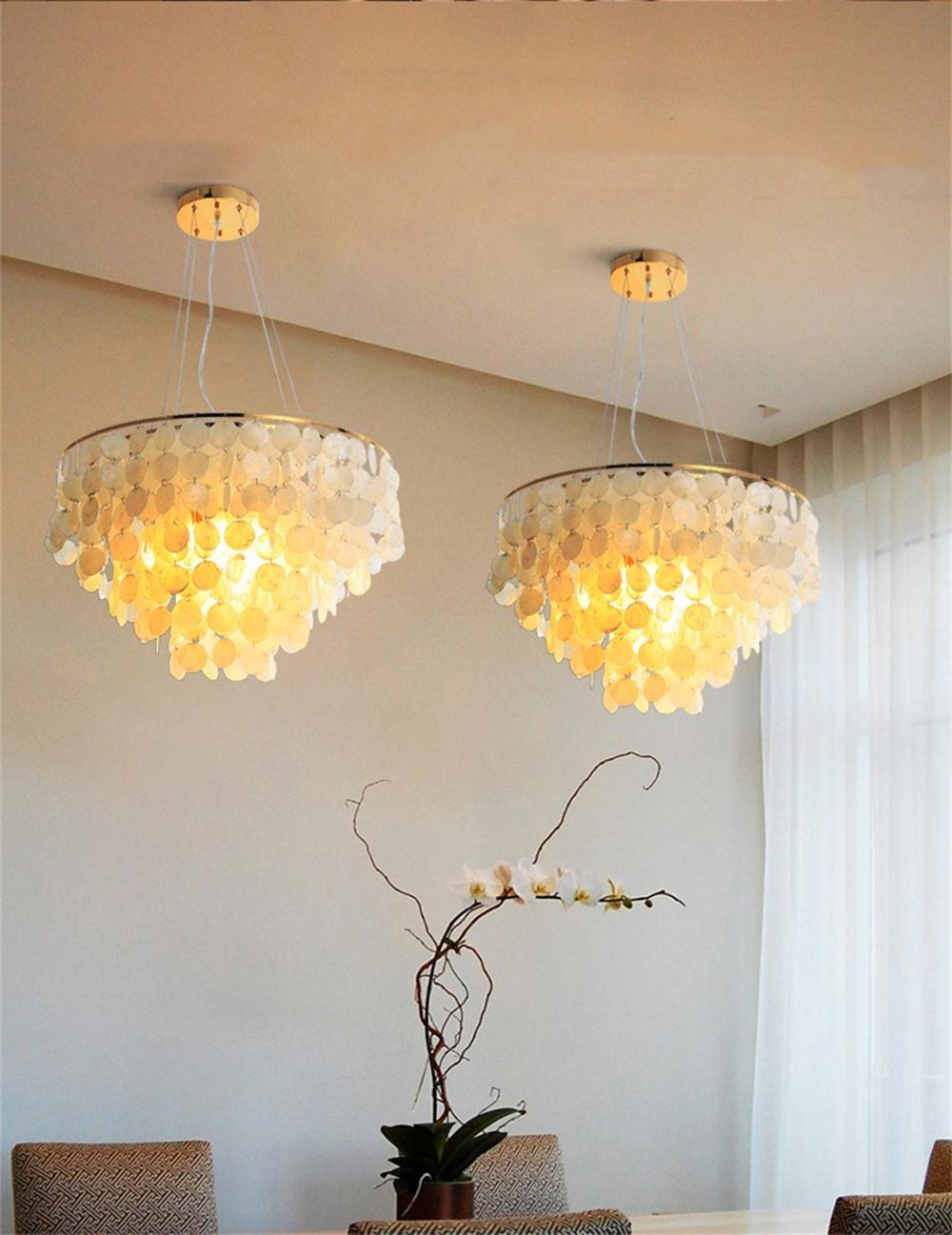 Modern Shell Chandelier Gold Chrome Metal Living Room Restaurant Hanging Light Fixtures Hotel Hall Hanglamp Luminaire Suspension