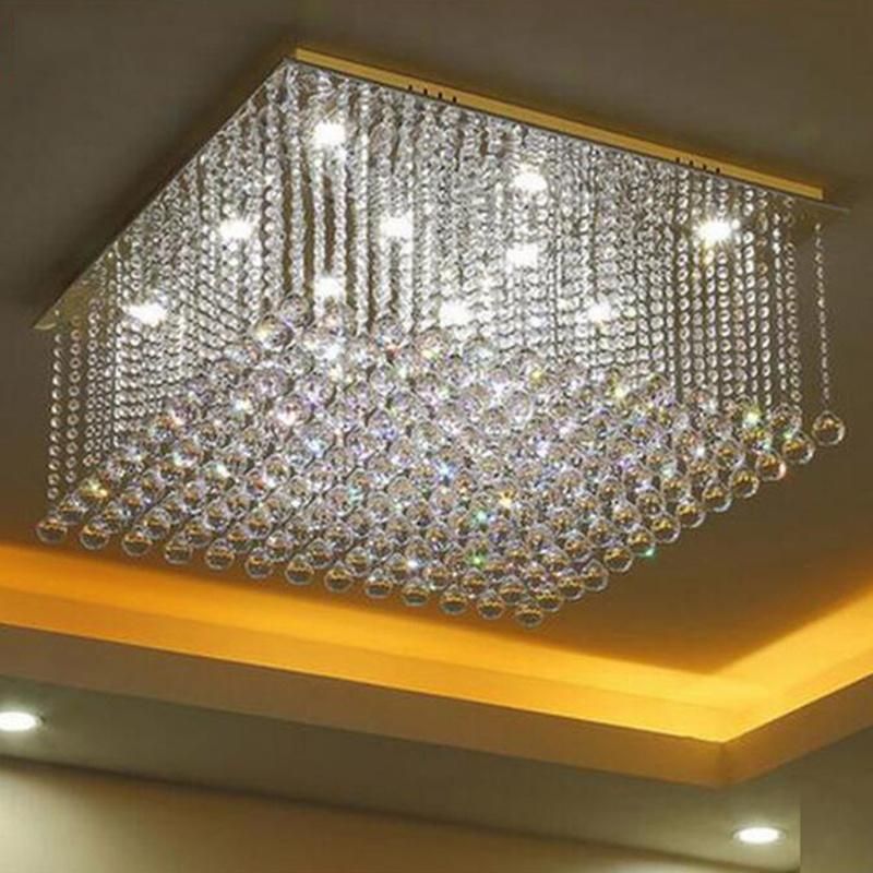 Square Flush Mount Crystal Chandelier for Luxury Living Room Crystal Chandeliers (WH-CA-95)