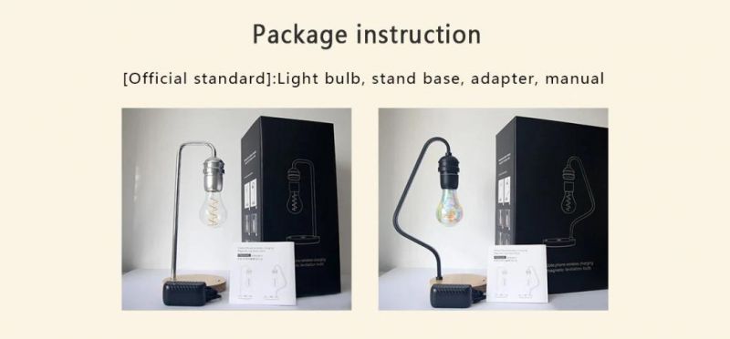 Levitating Bulb Table Lamp Dropshipping Creativity Smart Phone Wireless Charge Table LED Bulb Desk Wood Grain Floating Light Magnetic Levitating Lamp
