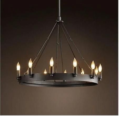Black 9/12/15/18/27/33 PCS E14 Candle Chandelier Retro Iron Restaurant Kitchen Large Chandelier (WH-VP-112)