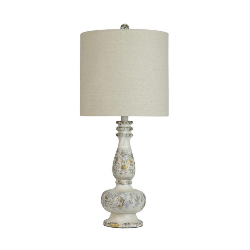 UL American Retro Wood Table Lamp Antique and Old Resin Light Gray Bedroom Bedside Lamp Living Room Decoration Lamp Study
