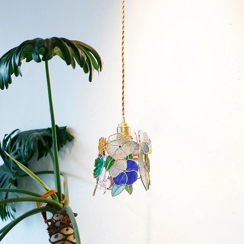 Tiffany Stained Glass Welding Decorative Chandelier Brass Lamp Holder Pendant Lamp