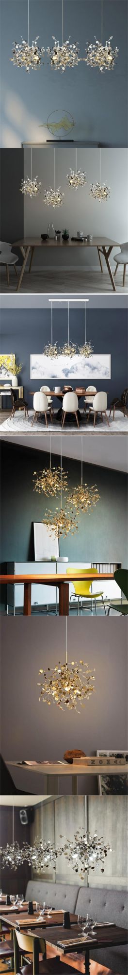 Light Luxury Modern Creative Art Stainless Steel Chandelier Living Room Coffee Shop Window Bar Decorative Lamp