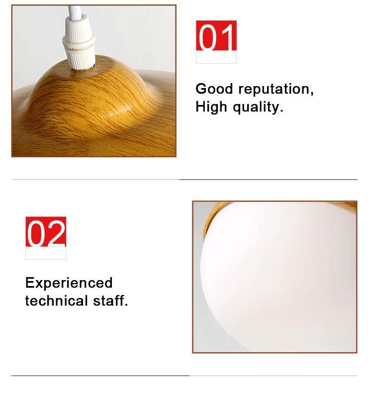 Wood Paint Metal Cover White Glass Acorn Pendant Lamp