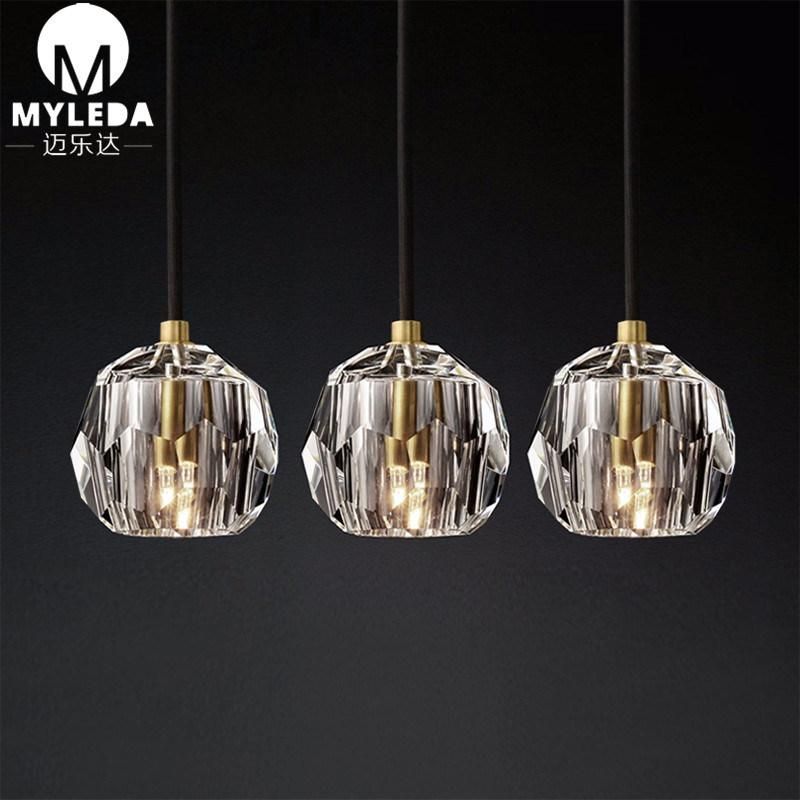 Modern Clear Crystal Glass Globe Pendant Light Fixture