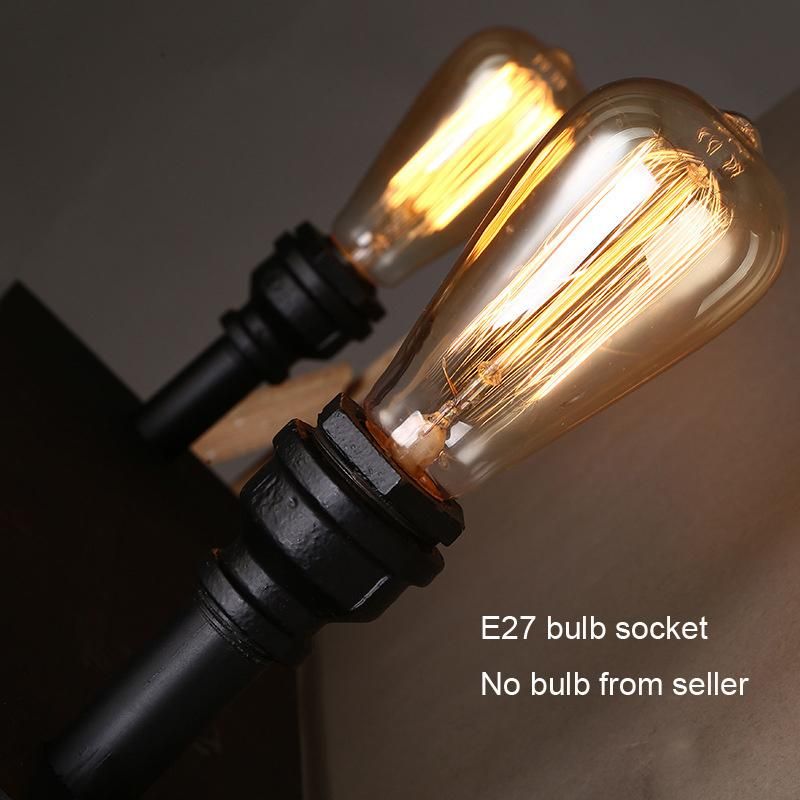 Vintage Wall Light Bar Living Room Study Bedside Light Wood Bookshelf Art Water Pipe Bed Side Wall Lamp (WH-VR-46)