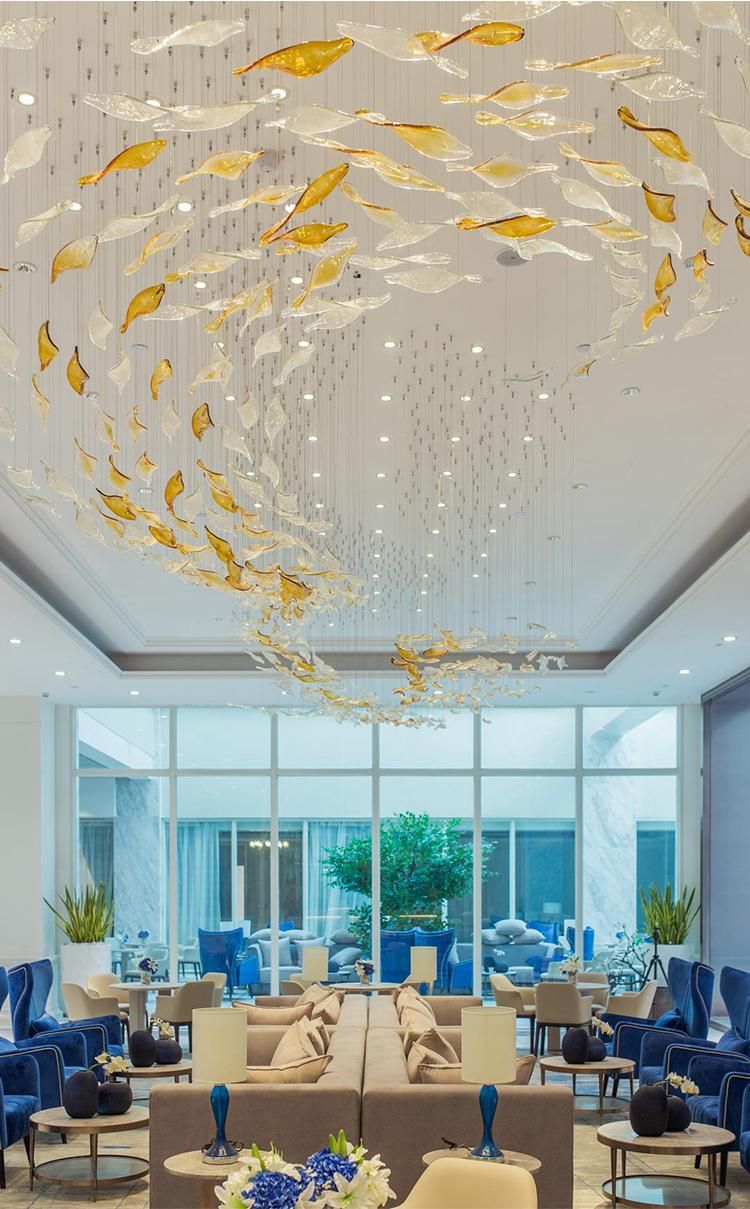 New Arrival Stair Villa Commercial Large Luxury Glass Non-Standard LED Chandelier Lamp