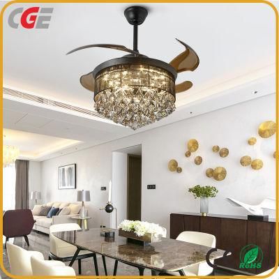 42&quot; Modern Hotel Luxury Living Room Lighting Crystal Chandelier LED Ceiling Fan with LED Light Remote Control