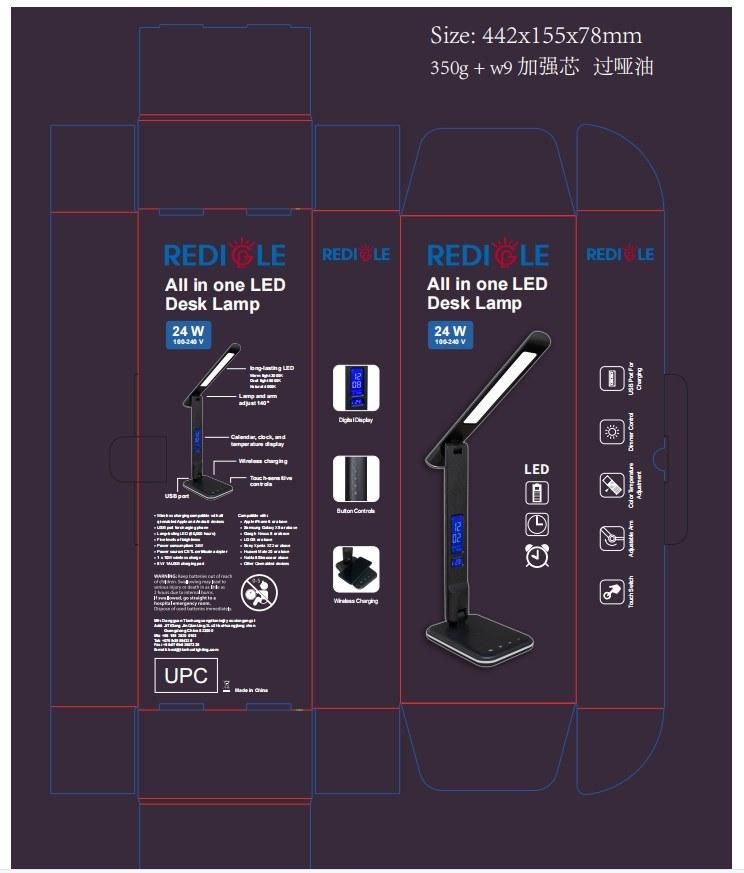 LED Desk Lamp, Auto-Dimming Table Lamp, Eye-Caring Smart Lamp, Touch Control, USB Wireless Charger, 720 Lumens, 24W, 3 Color Modes, for Home Office, Living Room