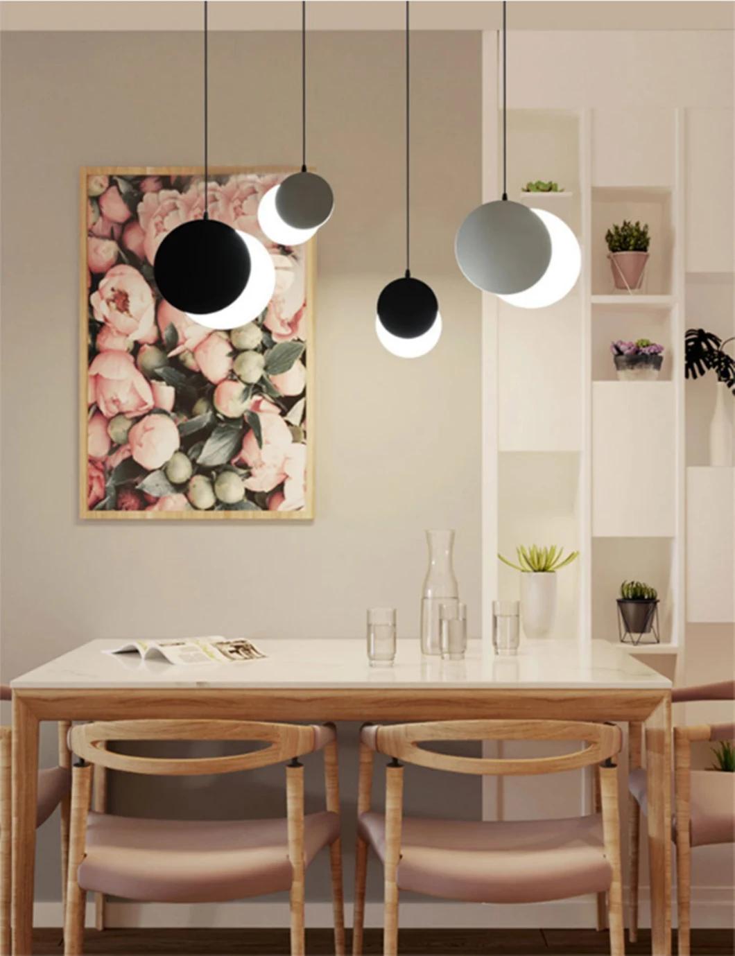 Bedroom Bedside Table Black and White Round Modern Small Chandelier