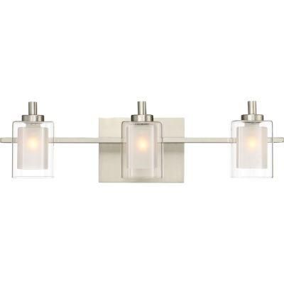 3 Light Bath Vanity Light with Square Clear Frosted Glass