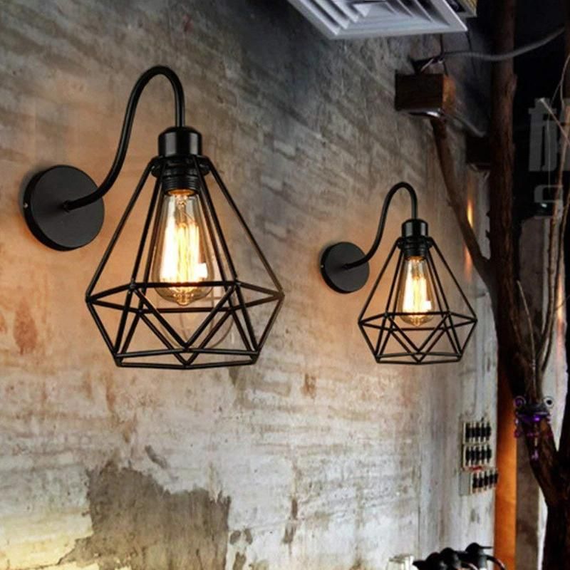 Unique Shape Diamond Shape Iron Art Wall Lamp Retro Industrial Gooseneck Elbow Wall Lamp