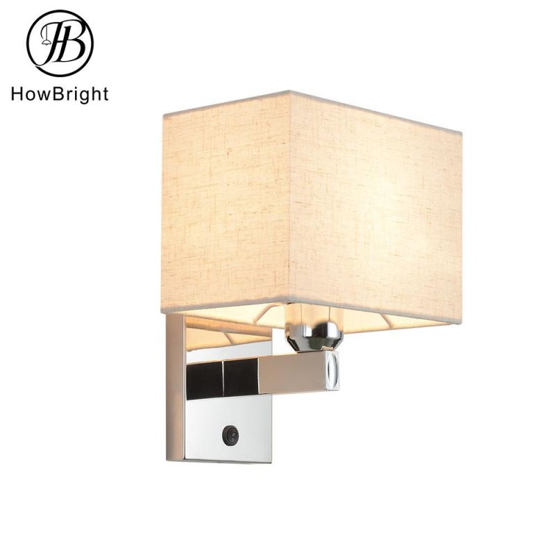 How Bright Chrome & Fabic Hotel Wall Lamp Wall Lighting IP44 Bedside Wall Light for Hotel & Bedroom