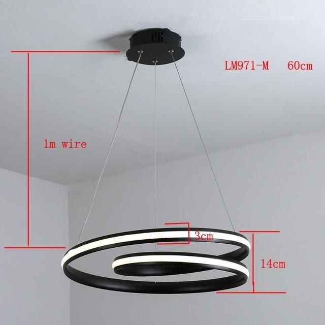 How Bright Black Certificate Modern Aluminum Ring Ceiling LED Chandelier for Living Room Pendant Light