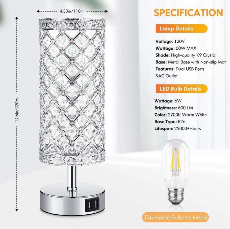 Trans-Boundary Bedroom Bedside Lamp USB Charge Touch Crystal Lamp Creative Foreign Trade LED Crystal Lamp