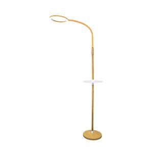 Floor Lamp with Shelves, Wood Grain Color, Standing Light with Table Attached for Living Room.