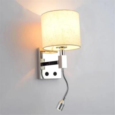 LED Wall Lights Bedside Wall Lamp Linen Lampshade Stainless Steel Base Modern Home Hotel Reading Lamp 220V Night Light