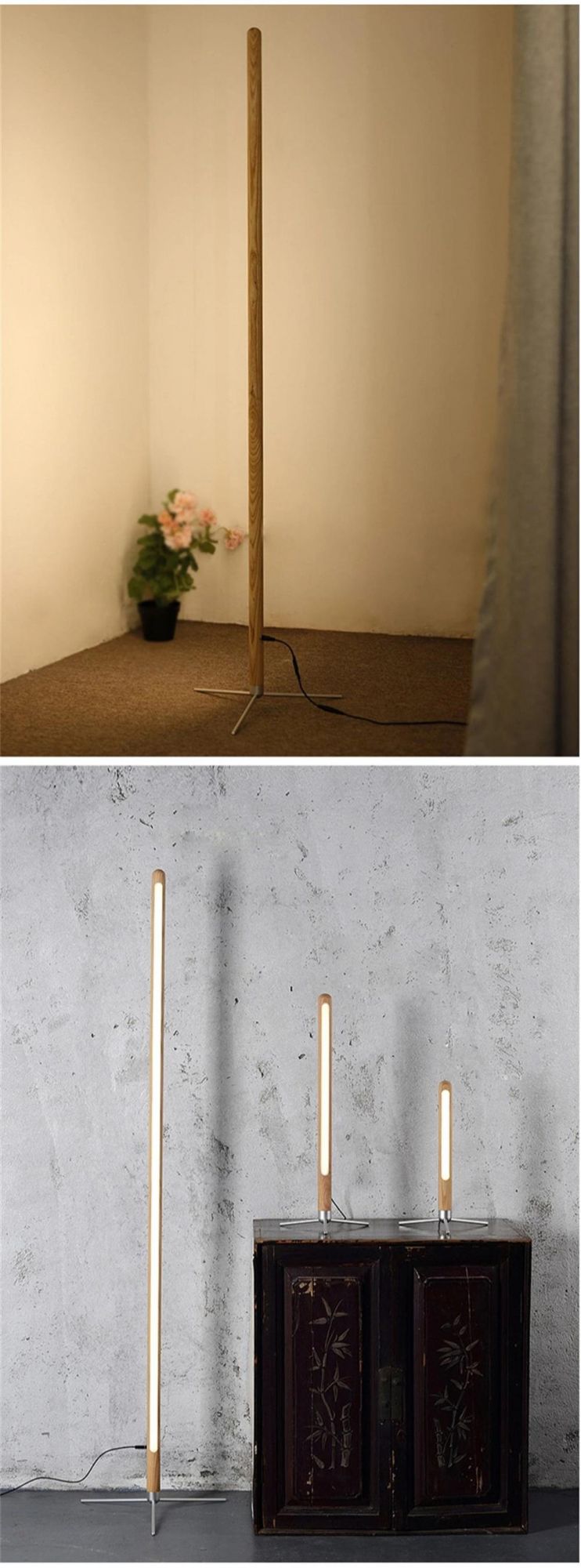 Modern Floor Lamp Creative Site Lamp Personality LED Stand Light Bedroom Living Room Decor Wooden Floor Lights