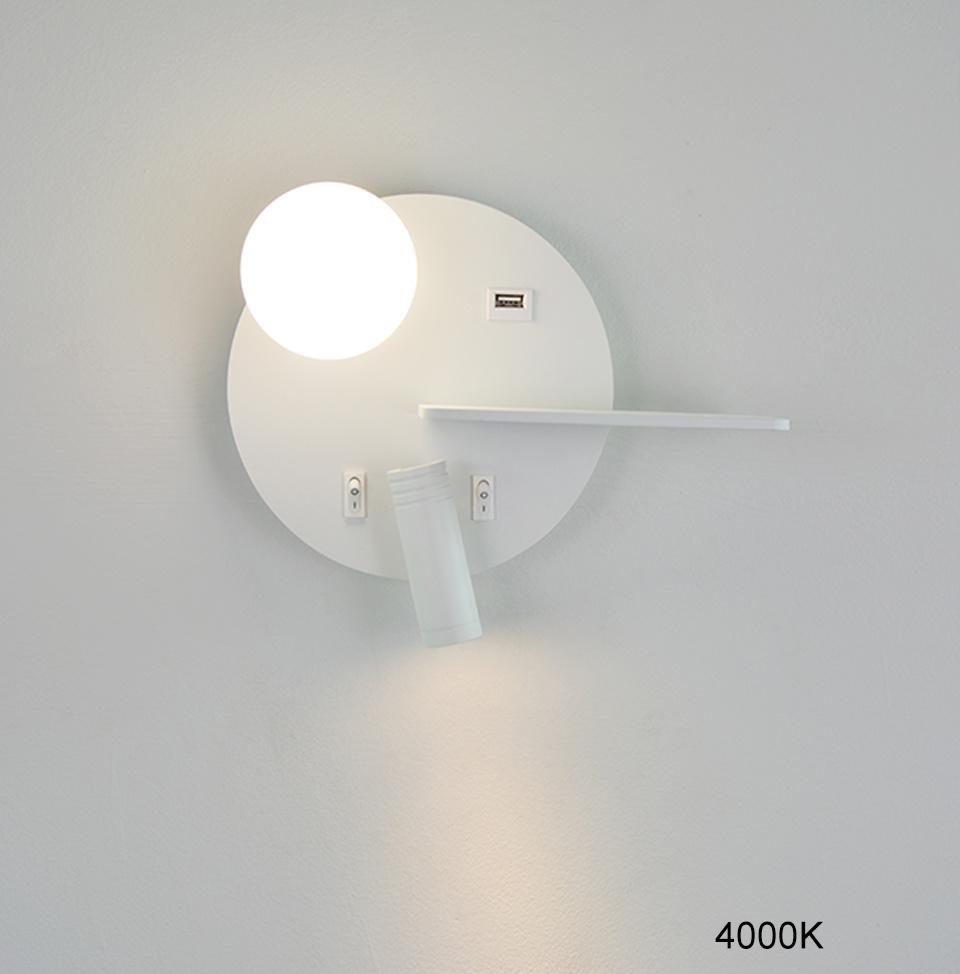 LED Wall Light with Switch USB LED Reading Wall Mounted Bedside Reading Lights (WH-OR-120)