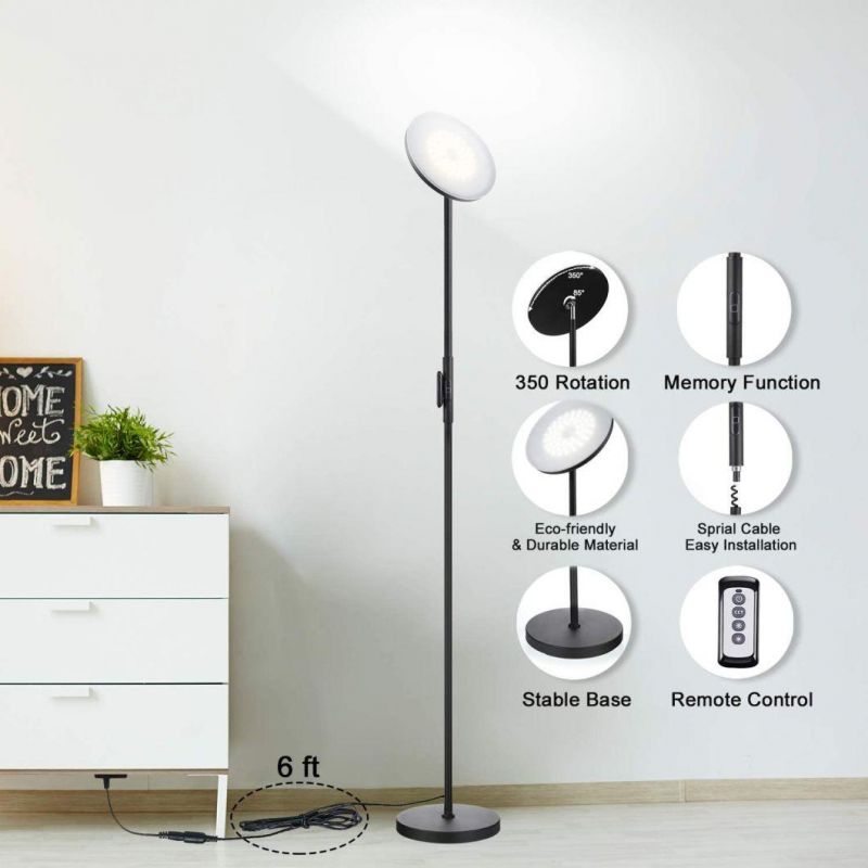 Floor Lamp, 30W/2400lm Sky LED Modern Torchiere 3 Color Temperatures Super Bright Floor Lamps-Tall Standing Pole Light with Remote Touch Control for Living Room