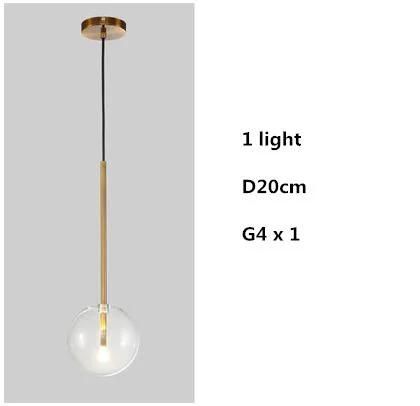 Post-Modern Clear Glass Pendant Lights Dimmable G4 Dining Room LED Suspend Lamp Gold/Chrome LED Pendant Light (WH-AP-196)
